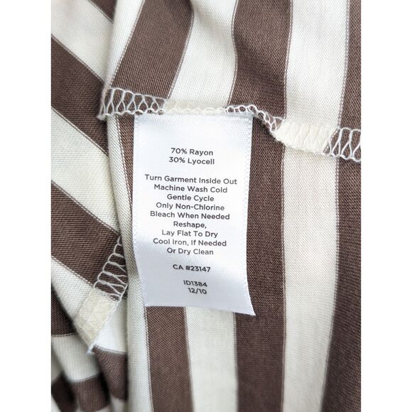 EUC Talbots Brown Cream Striped Sleeveless Dress Size XS Tie Waist Pockets Soft! - Picture 9 of 9